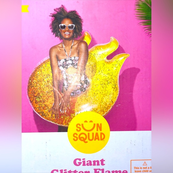 Sun Squad Giant Glitter Flame Pool Float Raft Tube Inflatable 48" Long - Picture 1 of 5